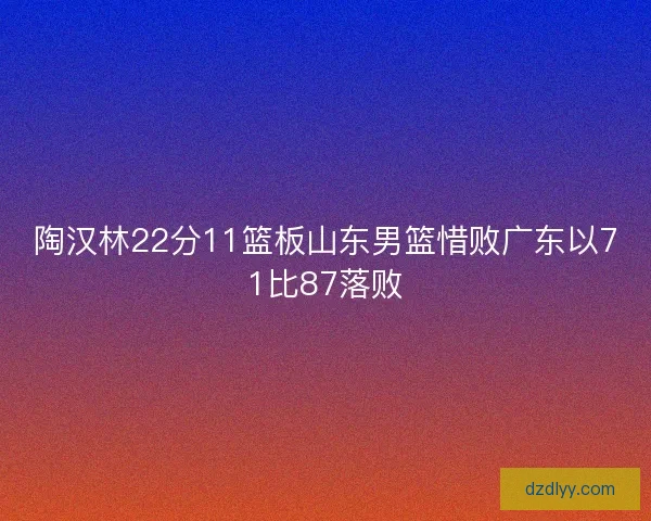 陶汉林22分11篮板山东男篮惜败广东以71比87落败